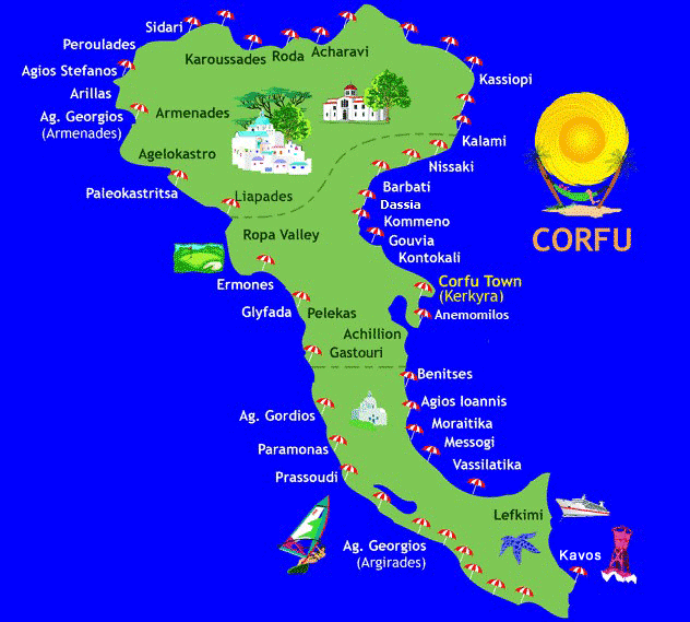 Map of Corfu island